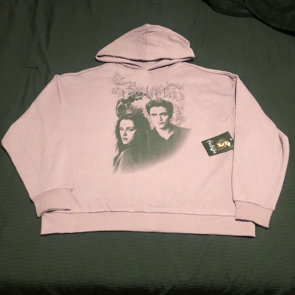 Twilight Women's Graphic Hoodie, Size XL, Vintage-Style Bella/Edward, Rimstones